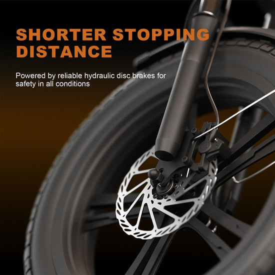 Mangosteen FT03 Fat Tire Electric Bicycle - shorter stopping distance