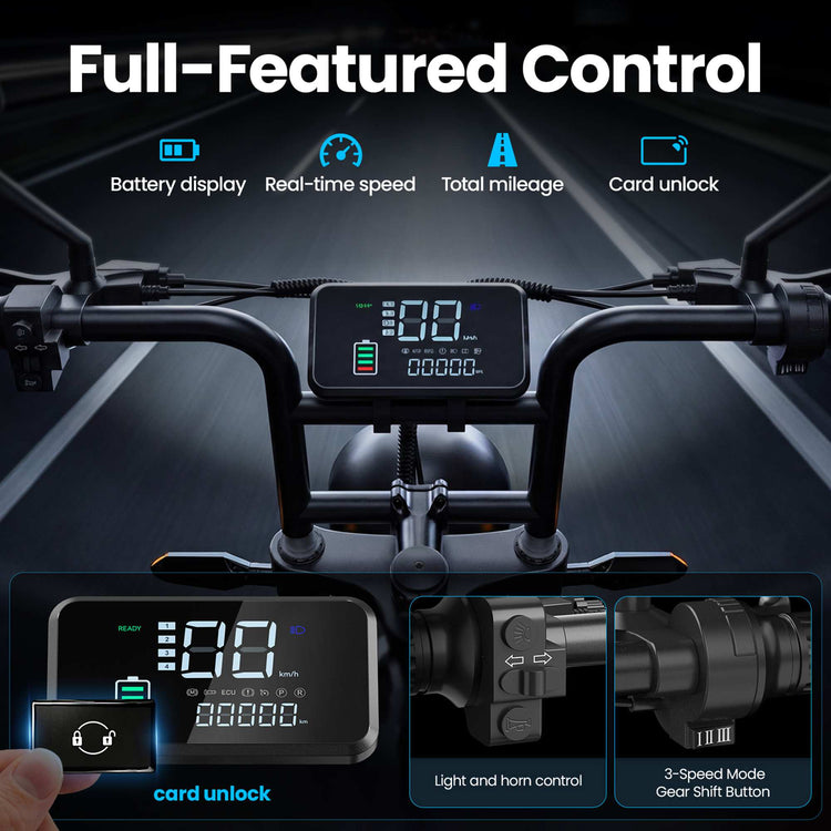 Best Fat Tire Electric Bike Aairsk X5 - full featured control display, NFC card unlock