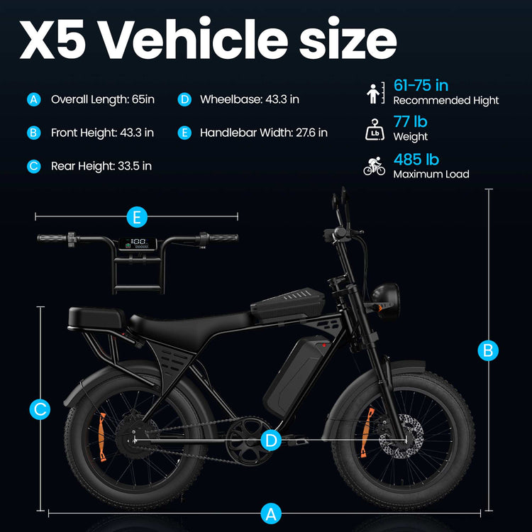 Best Fat Tire Electric Bike Aairsk X5 - size 61-75 in recommended highth.
