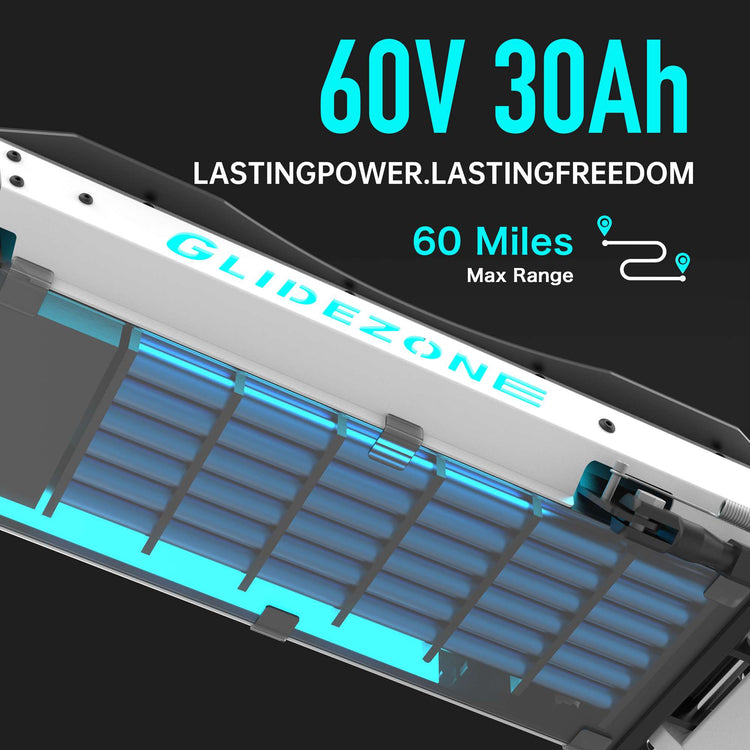 Fast Electric Scooter 50 MPH Dual Motor RONZLLA GD83 - 60v 30ah battery, 60 miles