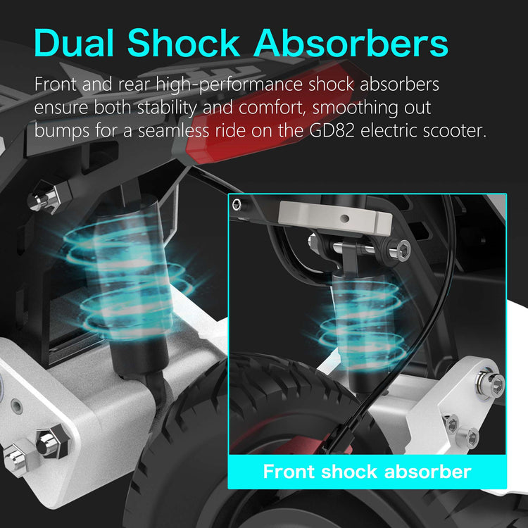 Fast Electric Scooter 50 MPH Dual Motor RONZLLA GD83 - dual shock absorbers