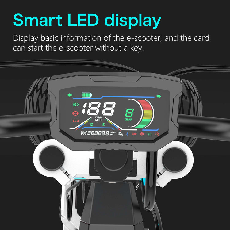 Fast Electric Scooter 50 MPH Dual Motor RONZLLA GD83 - smart led display