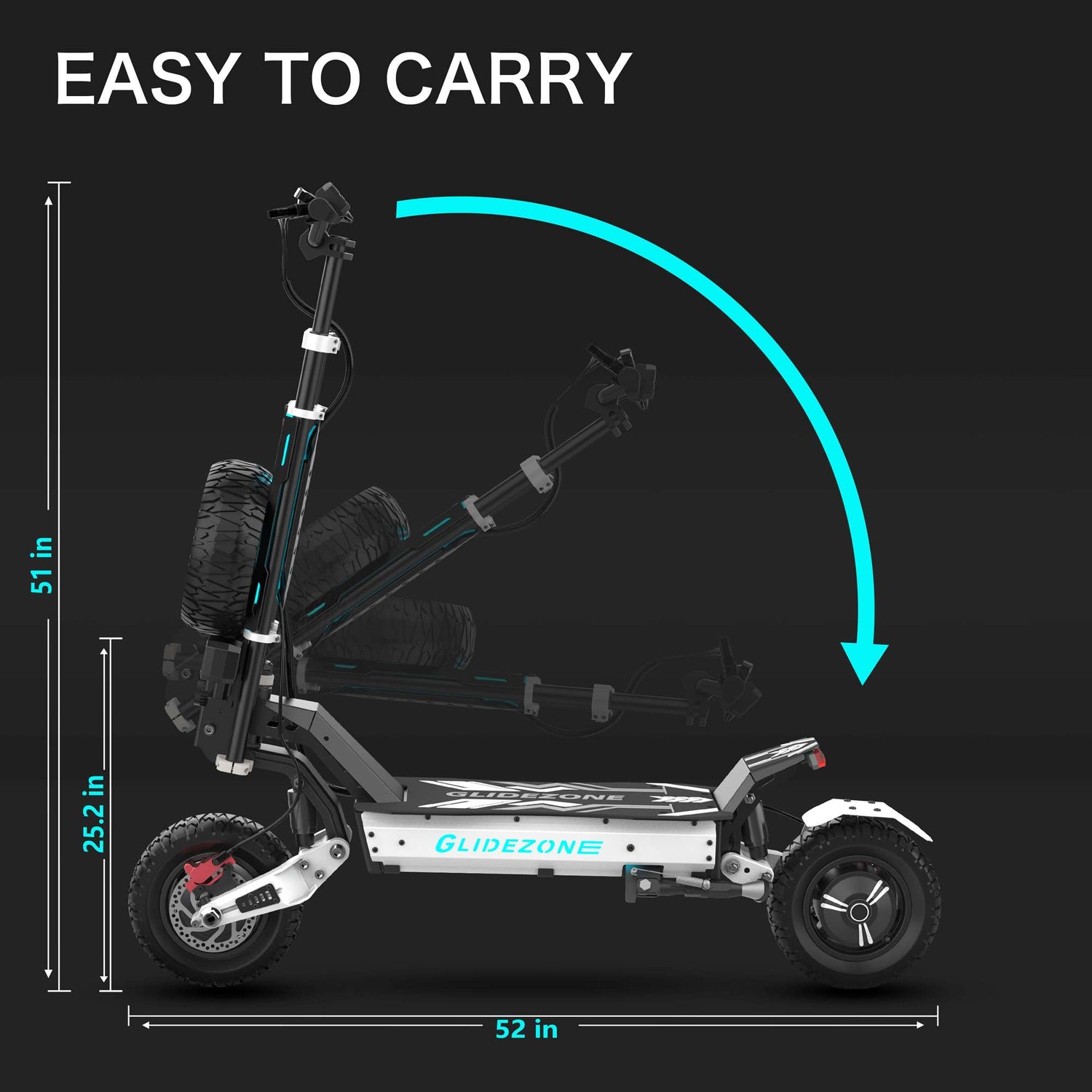 Fast Electric Scooter 50 MPH Dual Motor RONZLLA GD83 - fodable - easy to carry