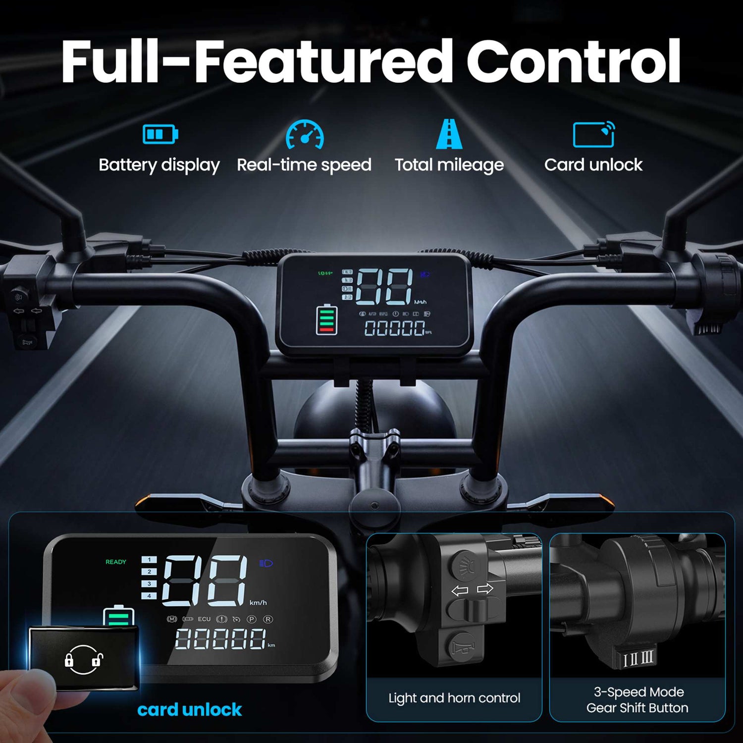 Fatbike eBike RONZLLA X5 - full featured control