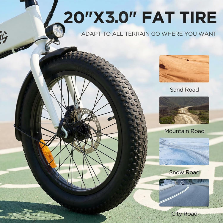 Foldable Electric Bike for Adults | 48V 25MPH | 20" x 3.0" Fat Tire 15