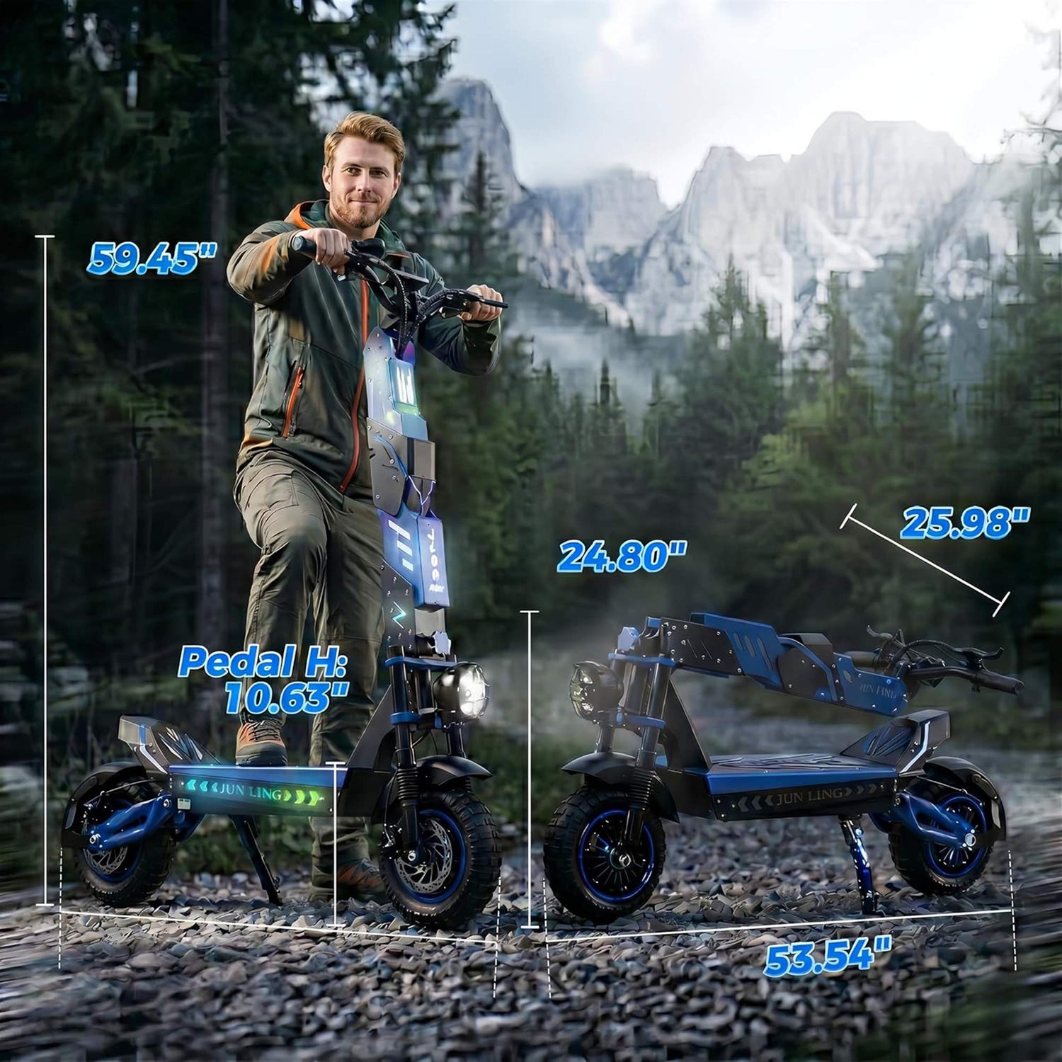 JunLing JL80 Off Road Electric Scooter Adults 6000W Dual Motor 43MPH 14
