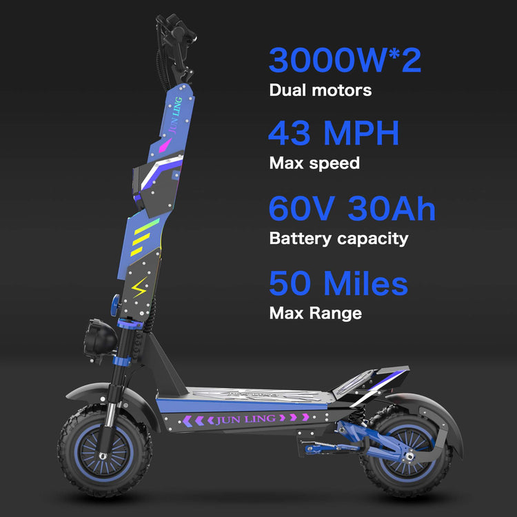 JunLing JL80 Off Road Electric Scooter Adults 6000W Dual Motor 43MPH 18