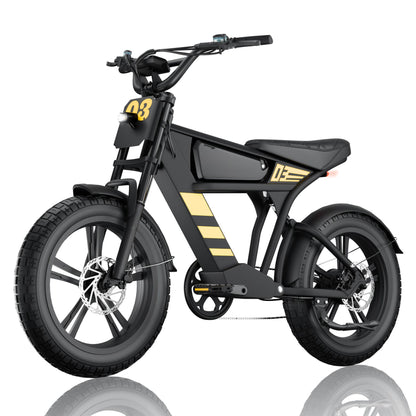 Mangosteen FT03 Fat Tire Electric Bicycle 1500W 28 MPH US For Sale - black