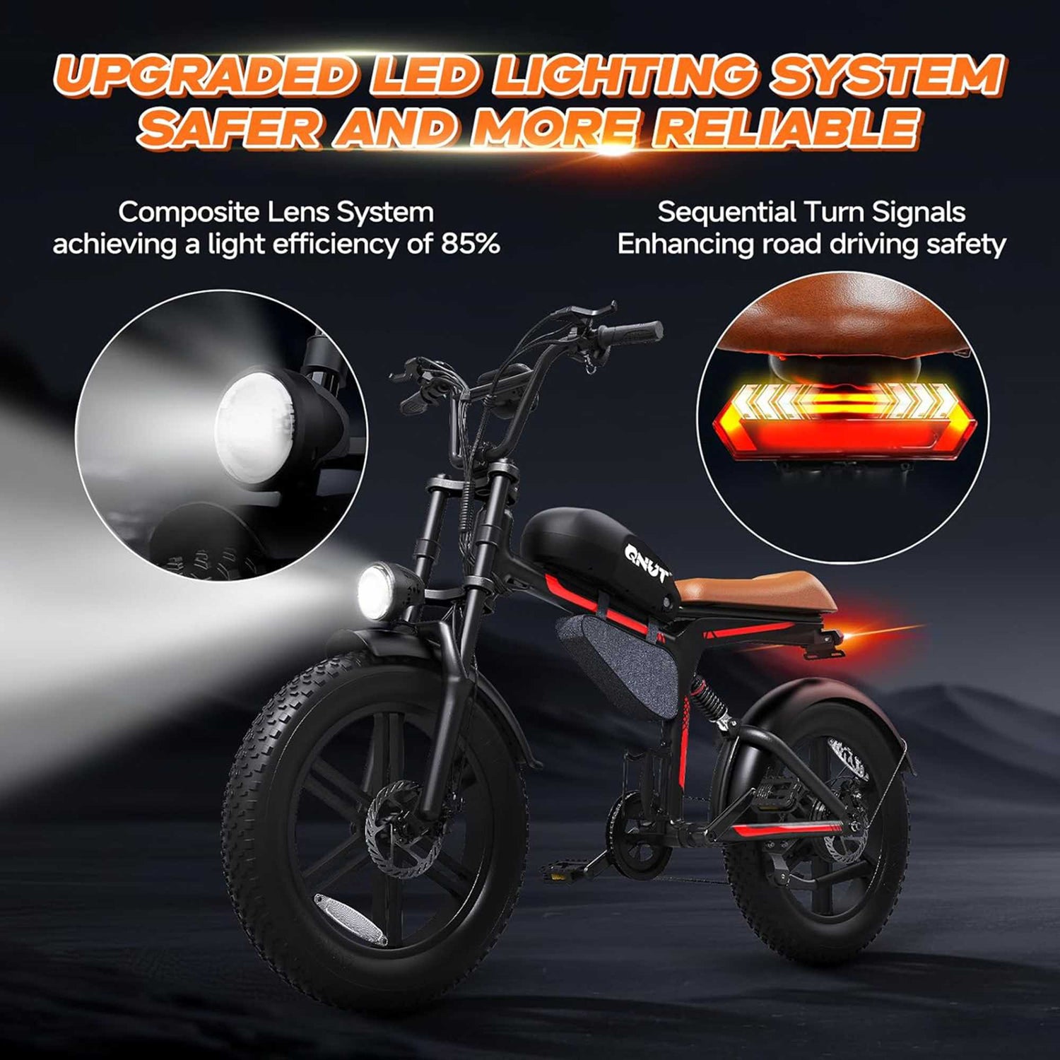 QNUT BK20 Fat Tire Electric Bike 48V 18A 1500W 28MPH UL2849 Certified 18