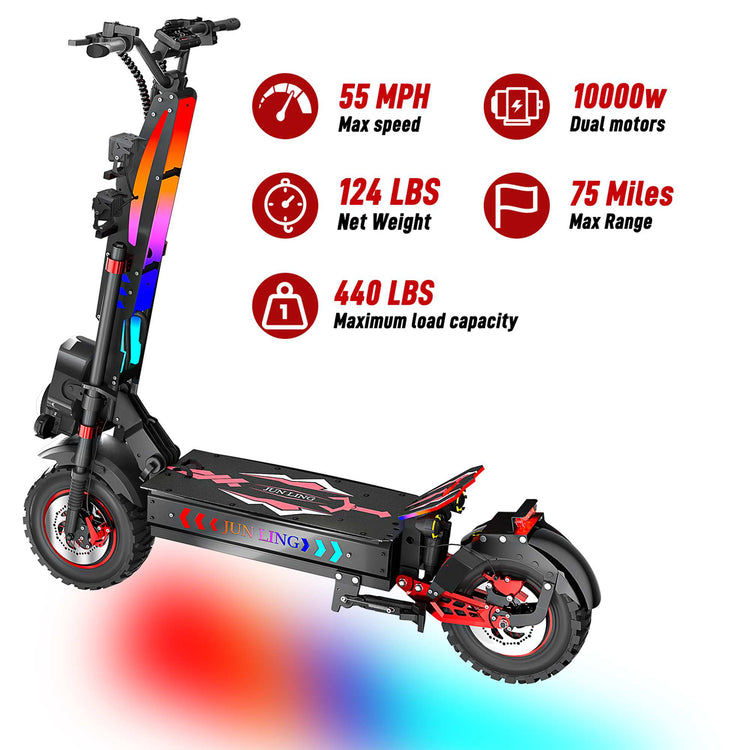 RONZLLA JL86 10KW dual motor electric scooter - 55 MPH, 124 LBS, 75 MILES, 440 LBS.