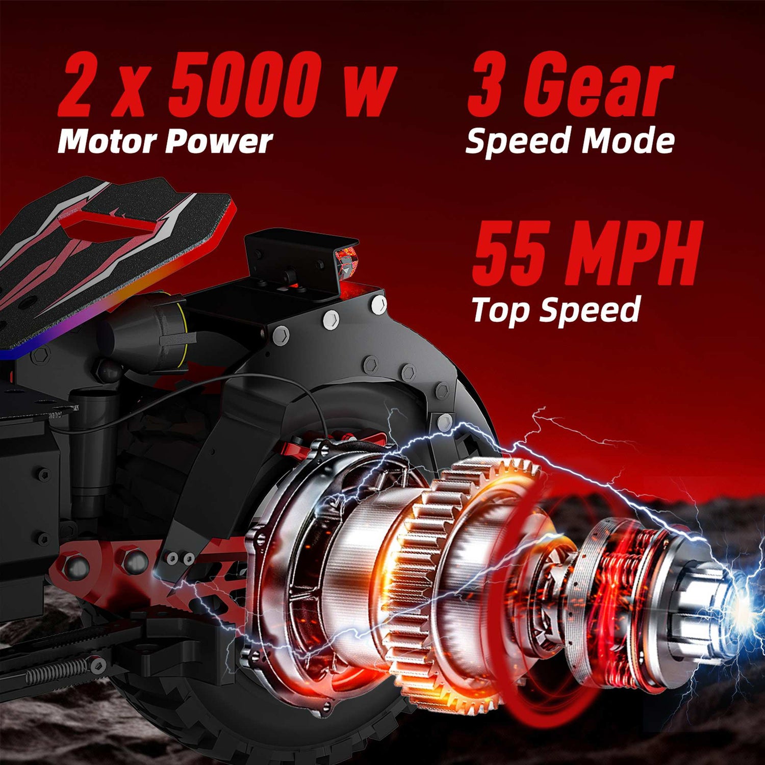 Ronzlla JL86 Dual Motor Electric Scooter - 2*5000w, 3 gear, top speed 55mph.