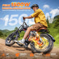 Adult man riding an off road electric bicycle showcasing the high performance 1500W motor.