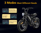 Infographic showing 3 riding modes for HappyRun Vynxet G50 including pure electric, pedal assist, and manual.