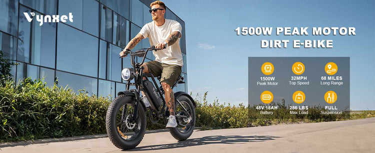An adult American male riding the moped style HappyRun Vynxet G50 electric bike smoothly down a modern urban city road.