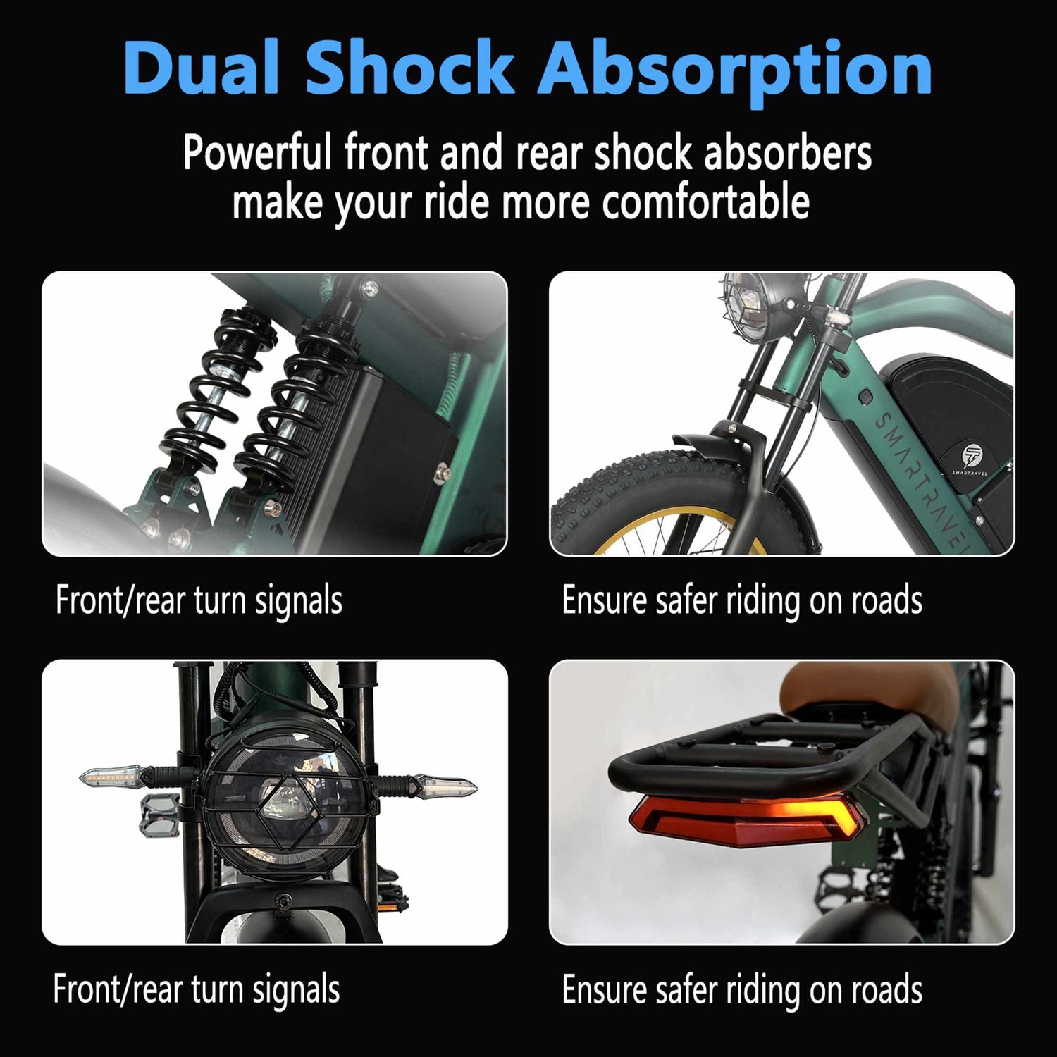 Smartavel ST202 Best E Bikes UL US for Sale - dual shock absorption